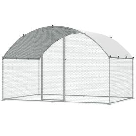 Chicken Coop, 9.8x6.5x6.5ft Walk-in Large Metal Chicken Run for Yard with Waterproof Cover