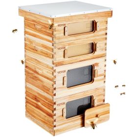 Bee Hive 40 Frame Bee Hives Starter Kit, Beeswax Coated Cedar Wood, 2 Deep + 2 Medium Bee Boxes Langstroth Beehive Kit