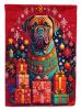 Dogue de Bordeaux Holiday Christmas Garden Flag Mailbox Flag Decorative Yard Flag Banner Outside Patio Artwork Yard Flower Beds, Garden Size