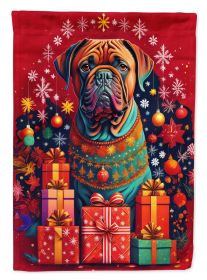 Dogue de Bordeaux Holiday Christmas Garden Flag Mailbox Flag Decorative Yard Flag Banner Outside Patio Artwork Yard Flower Beds, Garden Size