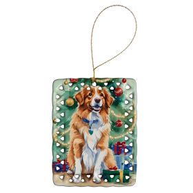 Nova Scotia Duck Toller Christmas Porcelain Ornament Christmas Tree Hanging Decorations for Home Christmas Holiday, Rectangle, Gift, Multicolor