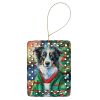 Border Collie Christmas Porcelain Ornament Christmas Tree Hanging Decorations for Home Christmas Holiday, Rectangle, Gift, Multicolor