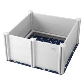 Dog Whelping Box 38.6x38.6x18.1in PVC with Rails Pee Pad for Dogs Puppies