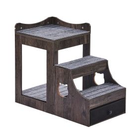 Pet Bunk Bed with Stairs Dog/Cat Window Perch with Storage Indoor Gray
