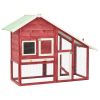Rabbit Hutch Red and White 55.1"x24.8"x47.2" Solid Firwood