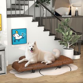 Pet Sofa Dog Bed Couch, Foldable Cat Lounger PU Leather Cover for Medium & Large Sized Animals.