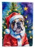 English Bulldog Christmas House Flag Large Porch Sleeve Pole Decorative Outside Yard Banner Artwork Wall Hanging, Polyester, House Size, Multicolor