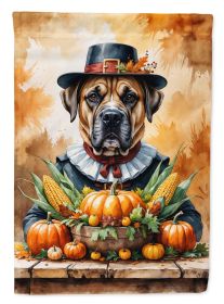 Bullmastiff Thanksgiving House Flag Large Porch Sleeve Pole Decorative Outside Yard Banner Artwork Wall Hanging, Polyester, House Size, Multicolor