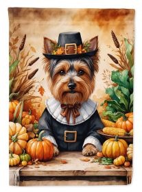 Yorkshire Terrier Thanksgiving Garden Flag Mailbox Flag Decorative Yard Flag Banner Outside Patio Artwork Yard Flower Beds, Garden Size, Multicolor