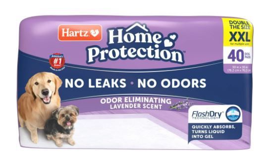 Hartz Home Protection Lavender Scent Odor-Eliminating Dog Pads, XXL, 30 in x 30 in, 40ct