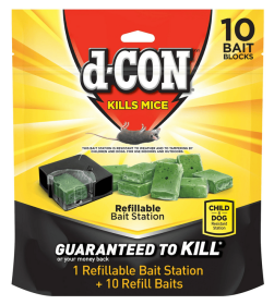 d-CON Refillable Corner Fit Mouse Bait Station, 1 Trap + 10 Baits