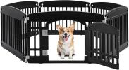 Dog Playpen, 24" Exercise 6-Panel Pet Playpen with Door, Safe and Secure, Folding and Portable Puppy Playpen for Puppies and Small Dogs, Black