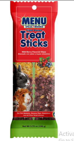 Menu Crunch Sticks Chewable Treat for Rabbit, Guinea Pigs, Hamsters - Supports Healthy Teeth