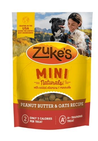 Zuke's Mini Naturals Soft Dog Training Treats, Peanut Butter Recipe Tender Chews, 6 oz Pouch