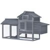 PawHut 59" Small Wooden Chicken coop Hen House Poultry Cage for Outdoor Backyard with 2 Doors, Nesting Box and Removable Tray, Gray