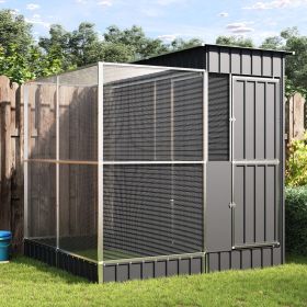Aviary with Extension Silver 82.3"x79.9"x85" Steel