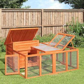 Rabbit Hutch Brown 56.7"x48.4"x26.6" Solid Wood Pine