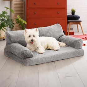 Orthopedic Dog Bed For Medium Dogs - Waterproof Pet Sofa With Supportive Foam, 35.4x25.6x11.8 Inch Washable Cover & Non-Slip Bottom, Grey