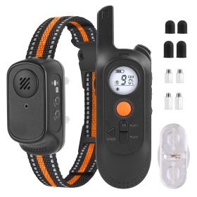1Pc 984FT Dog Training Collar IP65 Waterproof Pet Beep Vibration Electric Shock Collar 3 Channels Rechargeable Transmitter Receiver Trainer With Recor