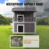 Outdoor Cat House 2-story Wooden Feral Cat Shelter with Balcony & Roof