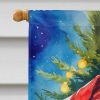 English Bulldog Christmas House Flag Large Porch Sleeve Pole Decorative Outside Yard Banner Artwork Wall Hanging, Polyester, House Size, Multicolor