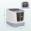 PawHut Covered Cat Litter Box with Lid, Drawer, Scoop, Top Entry, Deodorizing Bags, Odor Control, Easy to Clean, Gray