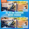 Aquarium Vacuum Gravel Cleaner, 50 ft PVC Hose Fish Tank Vacuum Gravel Cleaner, Siphon Fish Tank Cleaner Vacuum, 3 Types of Brass Adapters