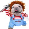 Dog Halloween Costumes - Chucky Dog Costume with Knife for Pets Party Christmas Cosplay Cute Outfits Clothes Deadly Dog Clothes Funny Dog Costumes Hal