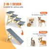 Wood Pet Stairs/Pet Steps, 2-in-1 Foldable Wooden Dog Stair for Beds, Sofa and Cars, Dog Stairs & Ramp with 4 Steps for Small Medium Large Pet