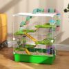 PawHut 23" 5-Tier Hamster Cage with Wheel and Water Bottle, Green