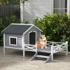 PawHut Small/Medium Dog House with Porch, Gray