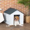PawHut Cozy Pet House Water-Resistant Indoor/Outdoor Puppy Shelter Gray for Small/Medium Dogs Easy to Install
