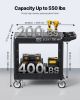2-shelf Utility Cart 550 lbs 31.3 x 17.7-inch Service Cart with Wheels