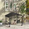 PawHut Outdoor Dog Shelter, Portable Wicker Animal Shelter with Wheels for Small and Medium Sized Dogs, Dark Brown