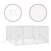 Outdoor Dog Kennel Silver 13.1'x13.1'x6.6' Galvanized Steel