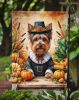Yorkshire Terrier Thanksgiving Garden Flag Mailbox Flag Decorative Yard Flag Banner Outside Patio Artwork Yard Flower Beds, Garden Size, Multicolor