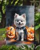 White Pomeranian Puppy Halloween Garden Flag Mailbox Decorative Yard Banner Outside Patio Artwork for Flower Beds, Garden Size, Multicolor