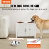 a Pet Feeding Station w/ 2 Elevated Dog Bowls Dog Food & Toy Storage Cabinet