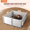 Dog Whelping Box 59.8x59.8x24.0in PVC with Rails Pee Pad for Dogs Puppies