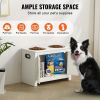 a Pet Feeding Station w/ 2 Elevated Dog Bowls Dog Food & Toy Storage Cabinet