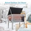 Outdoor Insulated Cat House, Wood Pet House w/ High Legs, Doors, Openable Roof, Weatherproof, Cat Animal Shelter for Winter, Gray