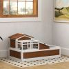 PawHut Tortoise House with Balcony, 3-Room Habitat, 2-Story, 44" x 25.5" x 25", Weather-Proof, Coffee