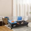PawHut 35L Bunny Hutch Rolling Small Animal Cage Guinea Pig Home with Food Dish Water Bottle Hay Feeder Ramp Black