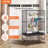 52 inch Standing Large Bird Cage, Wrought Iron Flight Bird Cage for Parakeets, Cockatiels, Parrots, Macaw with Rolling Stand and Tray