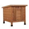 Modern Wooden Rabbit Cat Dog Hutch, Indoor/Outdoor Retreat House with Openable Roof for Small Pets, Weatherproof, Bright Orange