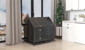 45" Heavy Duty Dog Crate Indestructible Pet Dog Cage Crate Kennel with Roof Top 2 Doors Removable Trays, Lockable Wheels