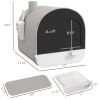 PawHut Covered Cat Litter Box, for Indoor use, with Tray, Scoop, Filter, 17"x17"x18.5", Light Gray
