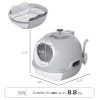 PawHut Cat Litter Box Toilet with Lid, Covered Litter Box with Scoop, Enclosed Drawer, and Skylight, Gray