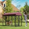 PawHut Outdoor Dog Kennel with Rotating Bowl Holders, Walk-in Pet Playpen with Waterproof Cover, 8' x 4' x 6', Red