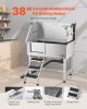 38" Dog Grooming Bath Tub Stainless Steel w/ Stairs Faucet Left Door
